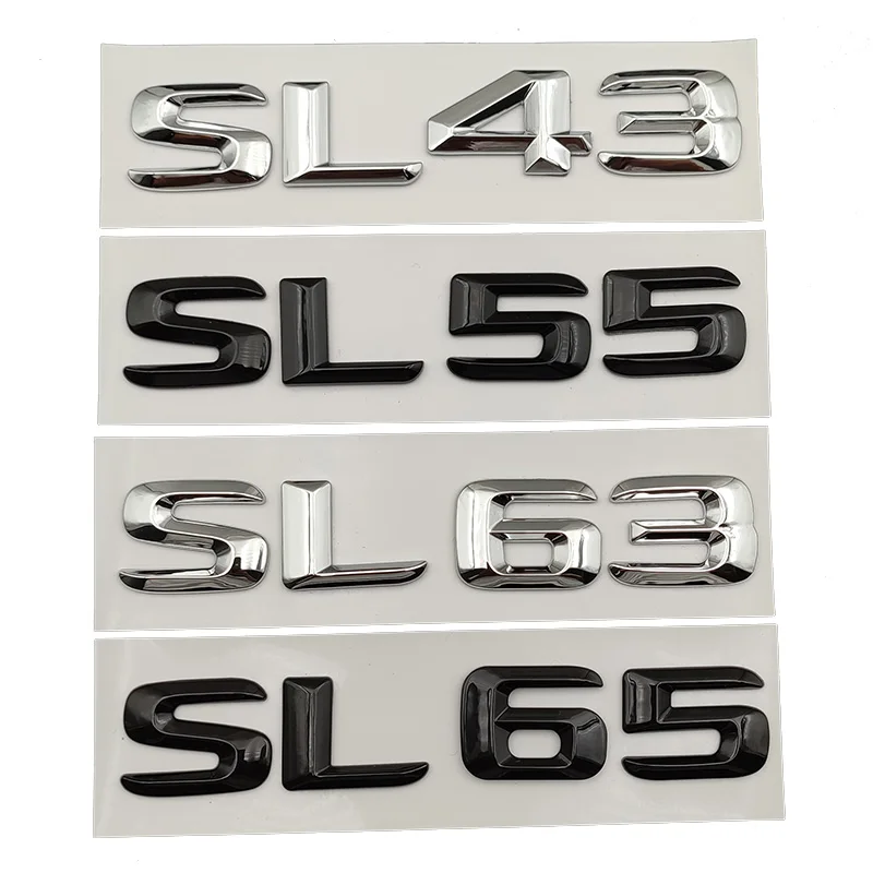 

3D ABS Chrome Letters Car Rear Trunk Badge SL43 SL55 SL63 SL65 Emblem Logo For Mercedes SL AMG R230 R290 R231 Car Accessories