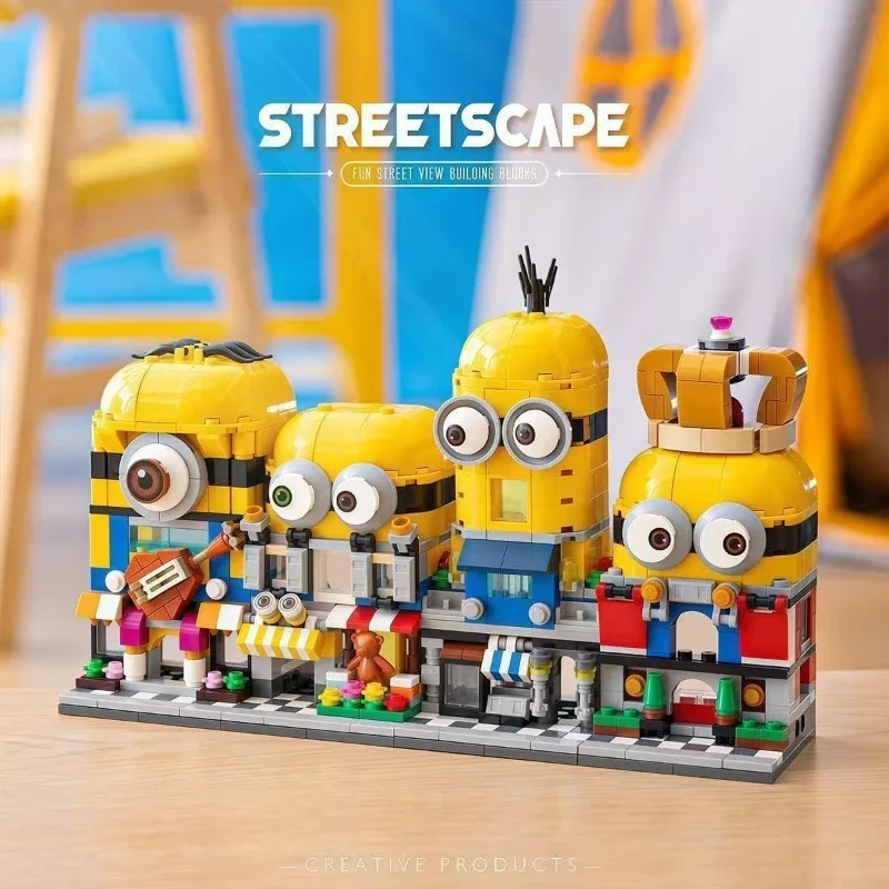 4-in-1 Minions Street View Building Blocks Series Boys and Girls Assemble Toys 3D Stereoscopic Children's Birthday Gifts - view 4