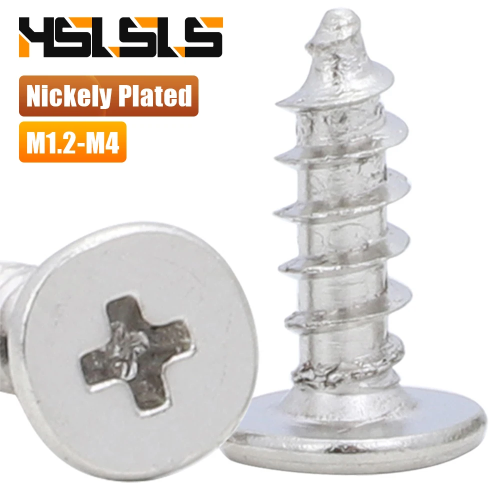 M1.4 M2 M3 M4 Hardened Phillips Ultra Thin Flat Wafer Head Self-tapping Screw Nickely Plated Cross Super Low Head Wood Screw
