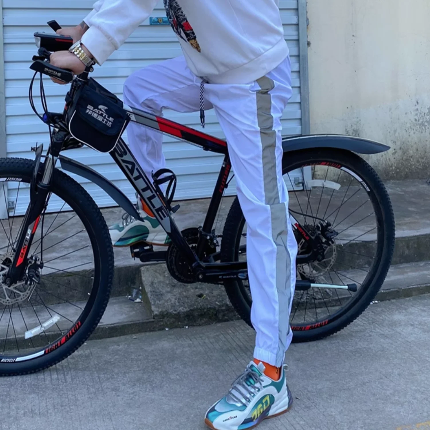 

Мужские светоотражающие уличные брюки для бега, уличные брюки в стиле хип-хоп, зауженные брюки для езды на велосипеде, защитные панели, уличные брюки, ночной бег