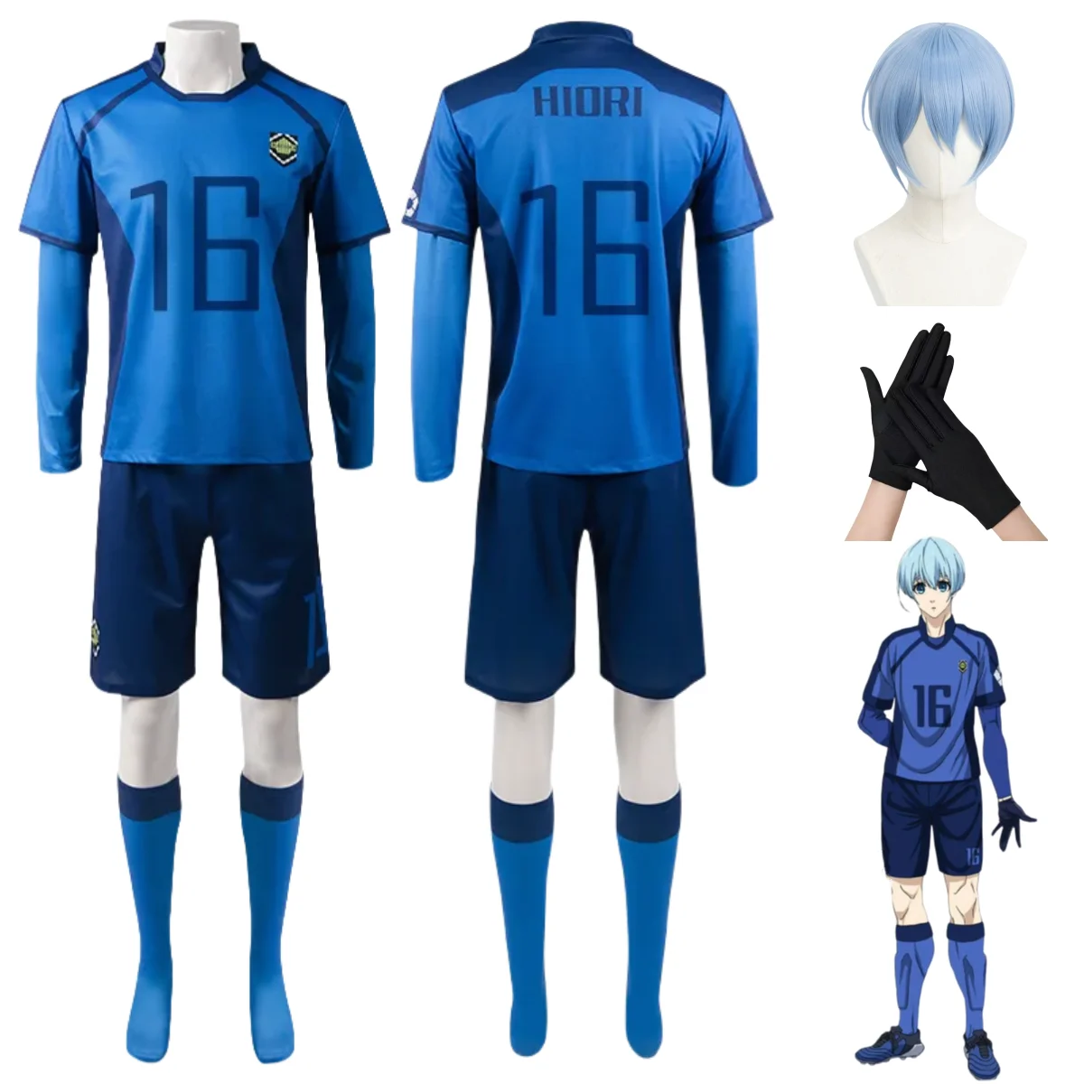 

Anime Blue Lock Hiori Cosplay Costumes Japan U20 Match Football Jersey Hiori You Soccer Uniform Set Tops Shorts Wigs Gloves