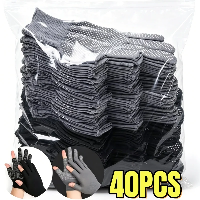 40pcs Non-slip Unisex Touchscreen Nylon Gloves Breathable Half Finger Gloves for Summer Outdoor Riding Sport Fitness Sun Protect