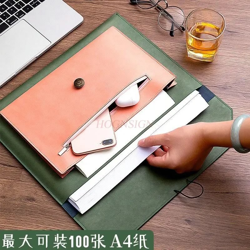 

A4 leather file bag, document bag, women's handbag, archive bag, storage book, thickened waterproof business document bag
