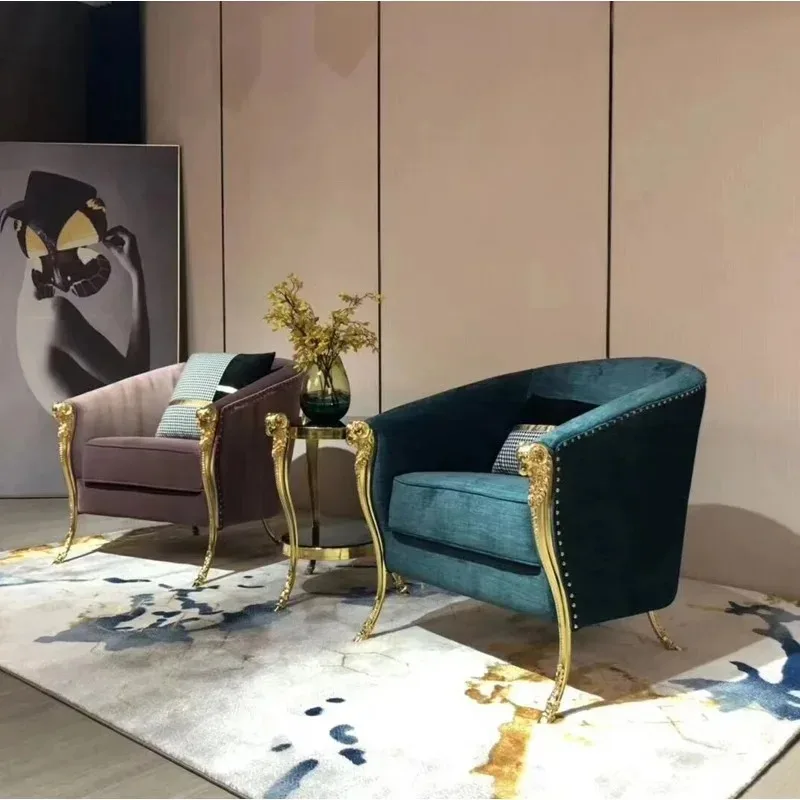 European tiger chair Italian light luxury single sofa villa noble mascot sheep head living room club sheep head chair