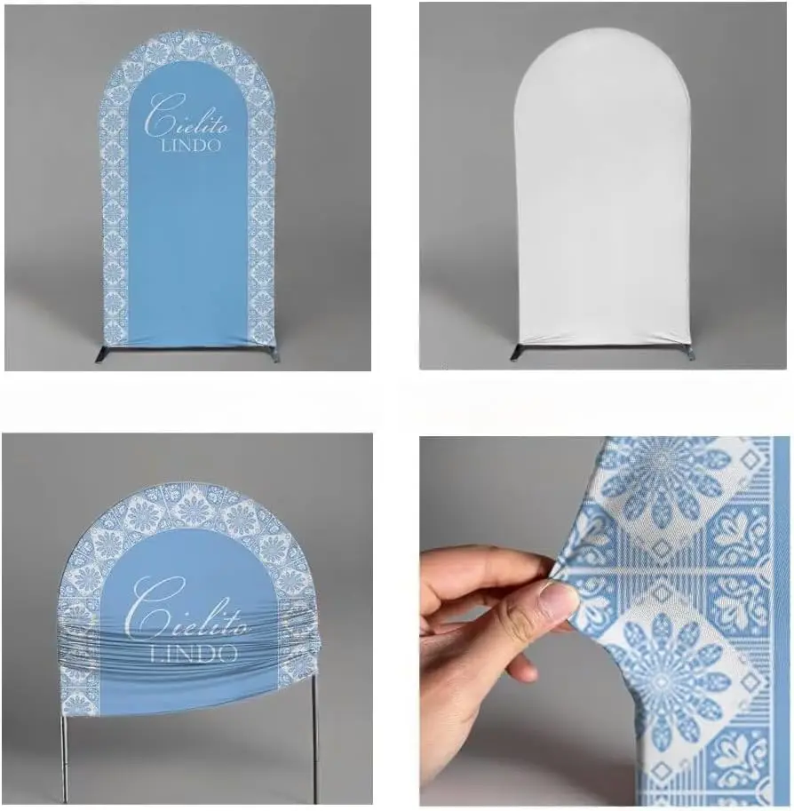 غطاء خلفية على شكل قوس أزرق مغبر لتزيين حفلات أعياد الميلاد وحفلات أعياد الميلاد وحفلات الزفاف وخلفية دش الزفاف