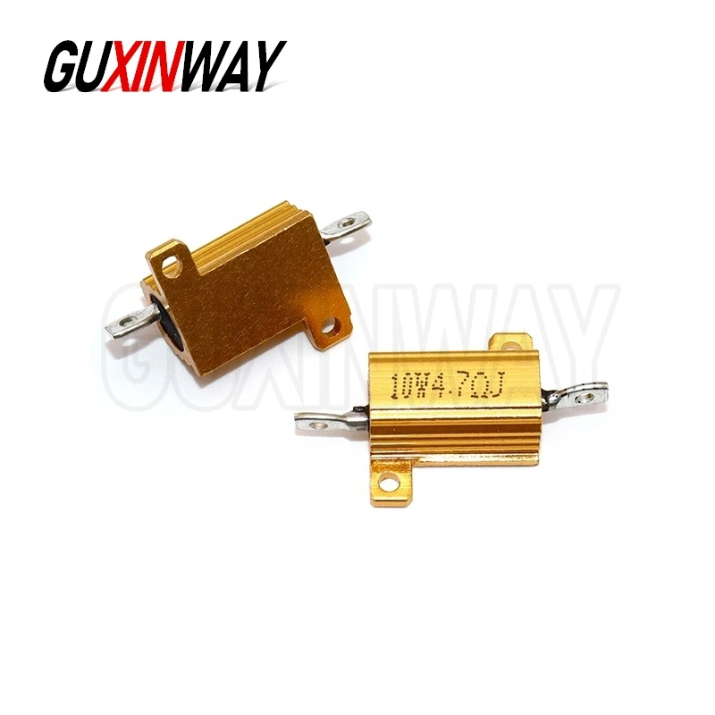 1PCS 10W RX24 Aluminum Power Metal Shell Case Wirewound Resistor 0.1~220R 1K 4.7K 5K 10K 30K ohm Resistance Load Resistors