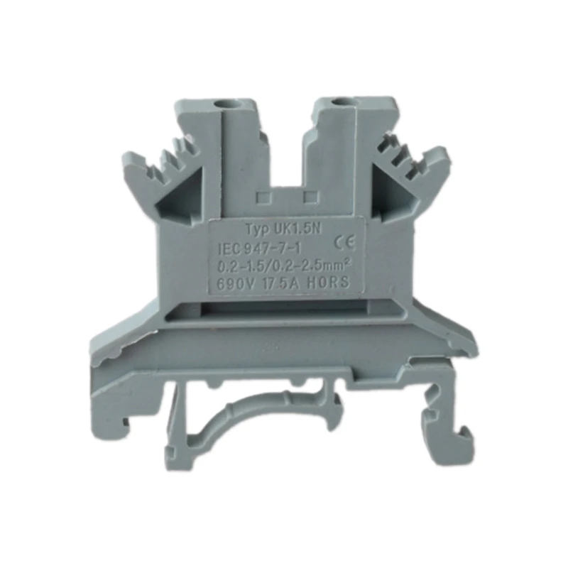 UK1.5N DIN Rail Terminal Block, Screw Clamp, 500V 17.5A Pack Of 50