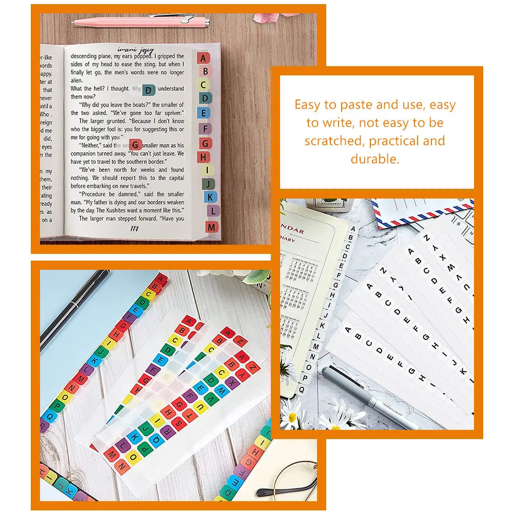30 Sheets Self-Adhesive Planner Index Tabs – Alphabet Page Markers for Notebook, Strong Sticky Sticker Tabs