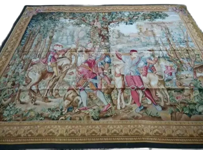 Free Shipping 100% 9'X12'' Handmade wool aubusson tapestry gobelin carpet French aubusson big tapestry