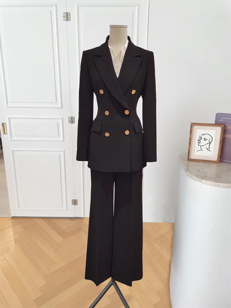 

Women's Career Suit Jaet Bla Formal Interview Outfit Profional Ensemble Long Sve Long Pants Polyester Spandex Blend