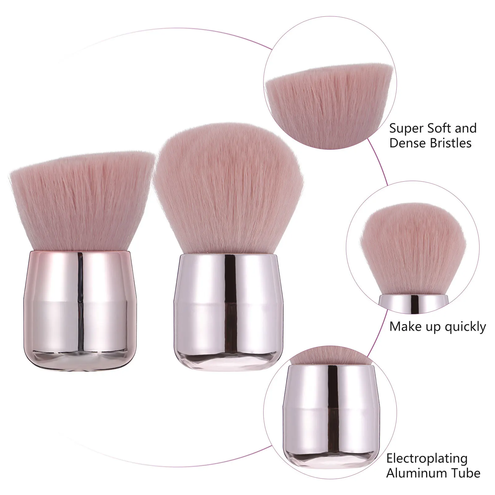 2-teiliger Pinsel in Pilzform für Puder, Foundation und Rouge, tragbar, Reisegröße, Gesichts-Make-up-Werkzeug, kein Ausfallen, hochwertig