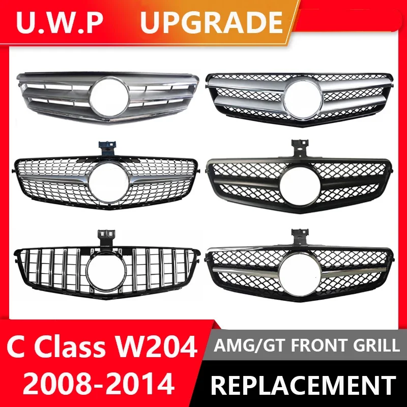 

For Mercedes Benz W204 C200 C260 C300 Front Hood Bumper Grill Racing Upgrade AMG Style Facelift Tuning Accessories