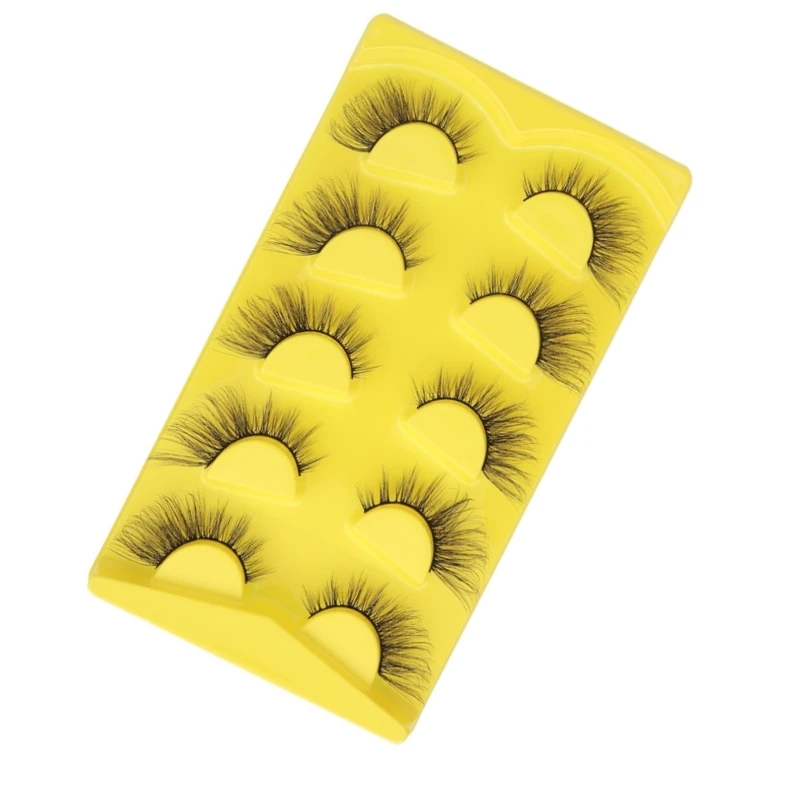 رموش صناعية على شكل عين القطة من Fox - طقم مكون من 5 أزواج على الطراز الأوروبي والأمريكي وذيل سميك وكثيف لمكياج العيون