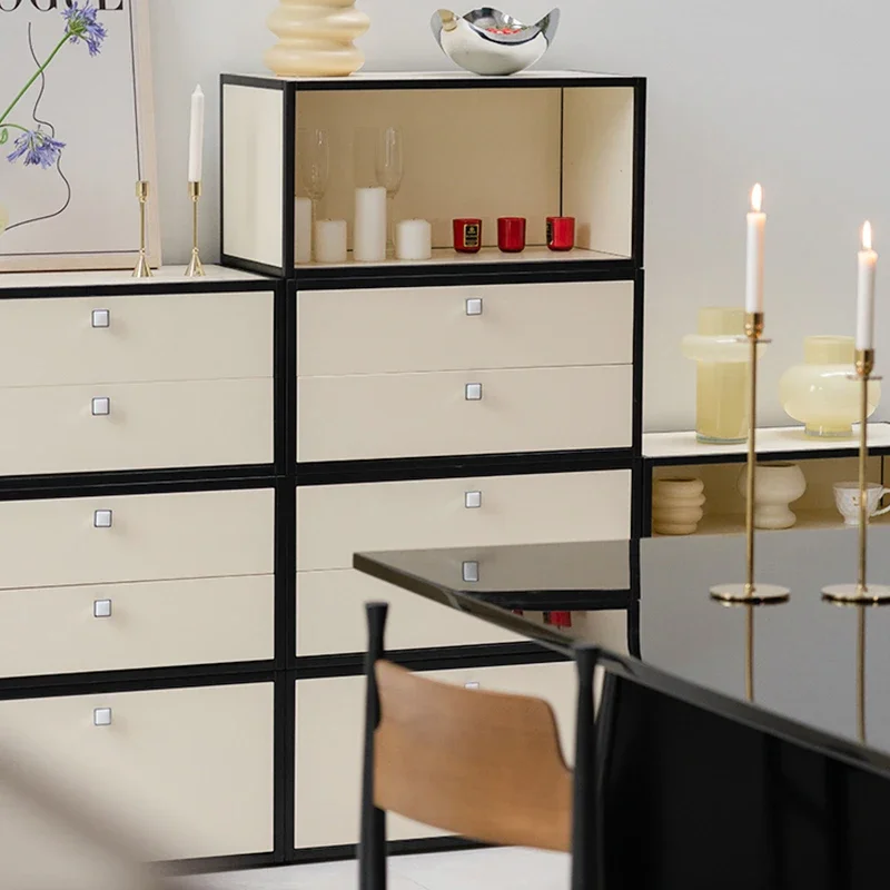 Cream wind bookcase Simple modern home free combination cabinet Living room display  Bedroom bedside table