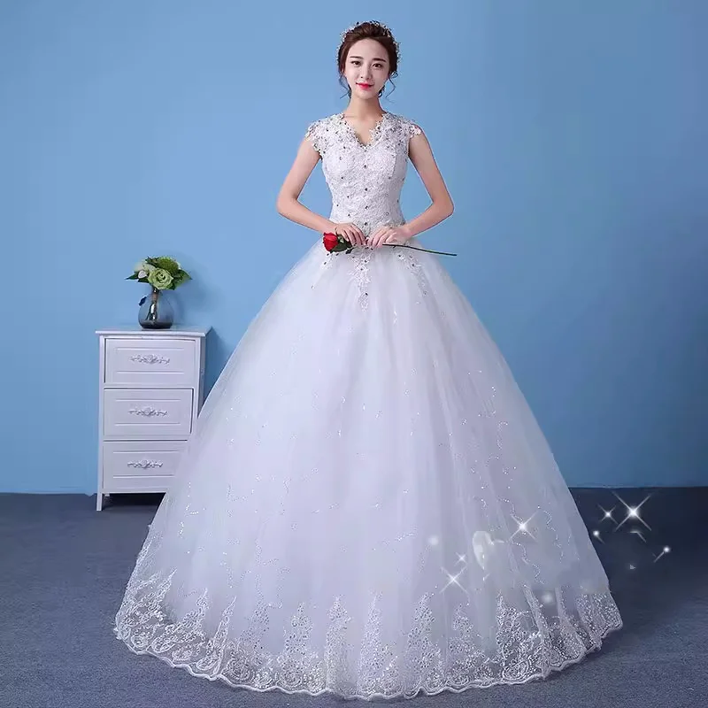 XXN-044#Wedding Dress 2024 New Elegance Bride Wedding Floor Korean Slimming One Shoulder Ball Free Customization in Large Size