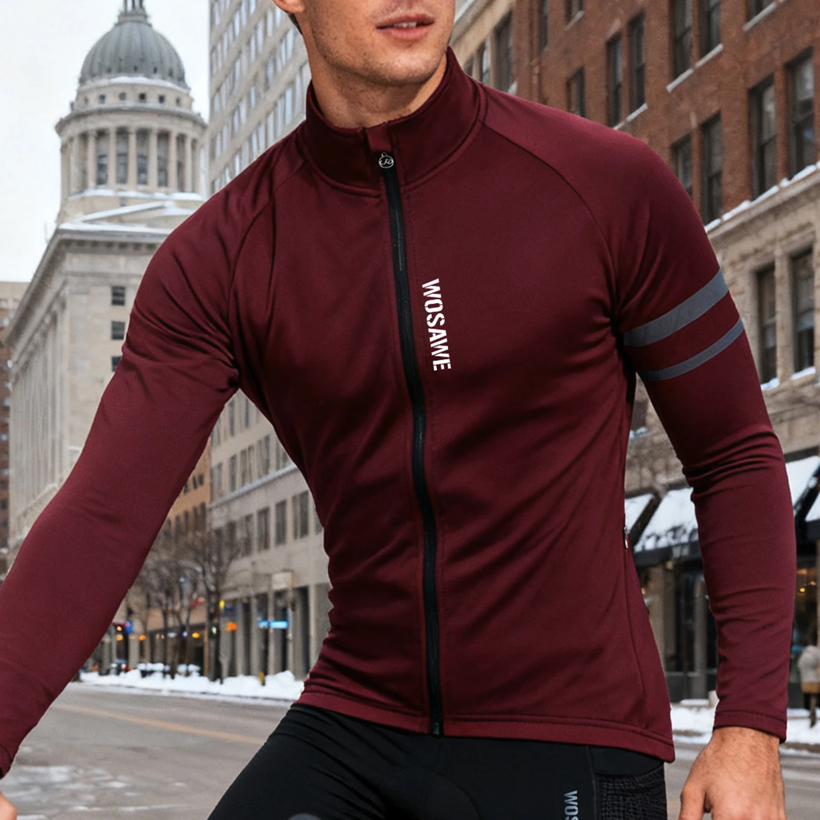 WOSAWE Winter Men\'s Cycling Jacket Waterproof Windproof Thermal Fleece Bike Jersey MTB Road Cycling Snowboarding Ski Jacket Coat