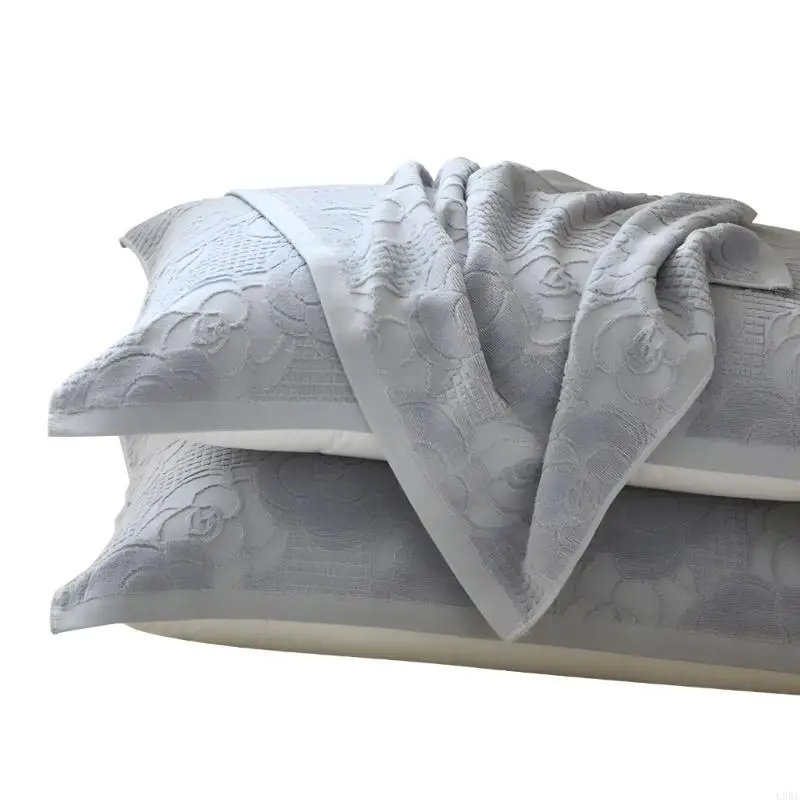 L9BE Pair of Cotton Pillow Towels Designed for Heat Retention and Comfortable Including Jacquard Knitting Texture