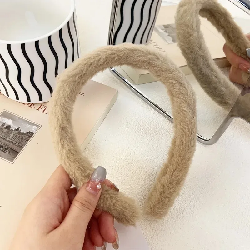 Women Plush Hair Bands Korean Cute Soft Fluffy Furry Headband Hair Hoop Girls Female Faux Fur Wide Head Hoops Hairbands Headwear