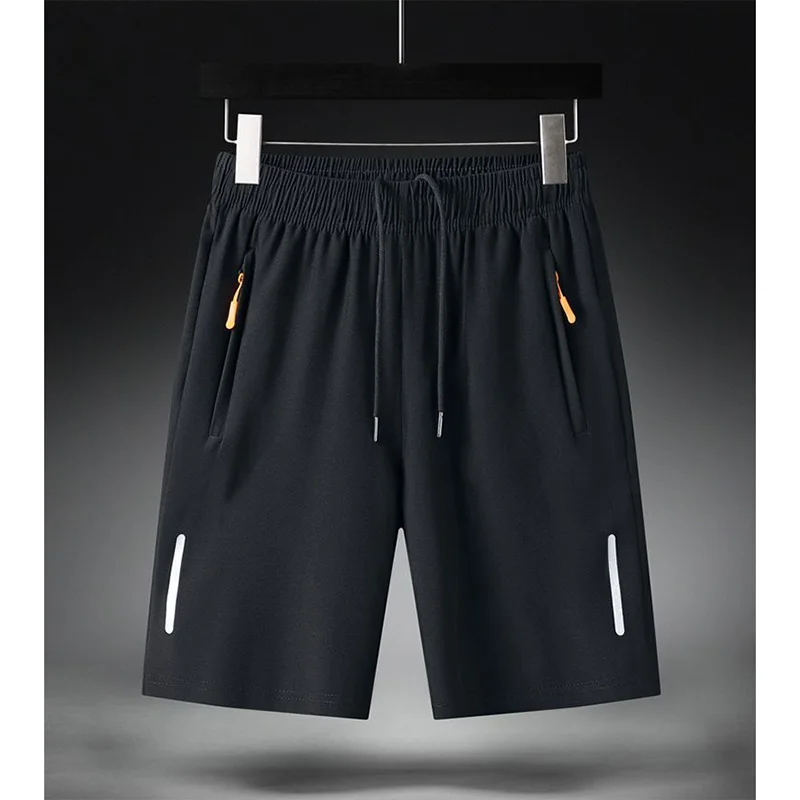 Fashion Loose Elastic Waist Zipper Pockets Shirring Bandage Shorts Men's 2023 Summer New Oversized Solid Color Casual Shorts