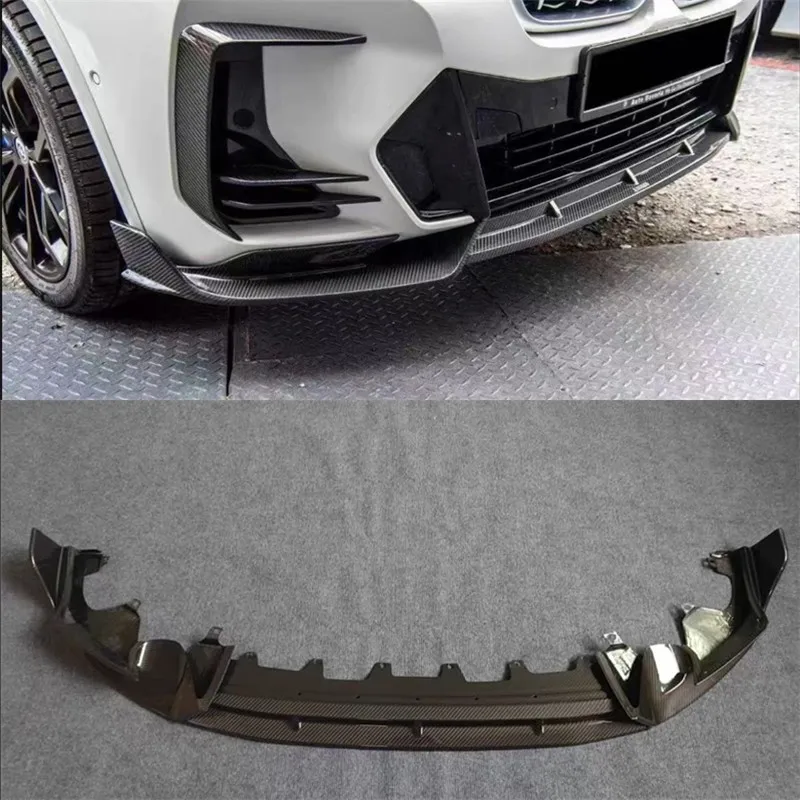 

For BMW X3 X4 X4i 2022-2024 Dry Real Carbon Fiber Front Lip Front Bumper Lower Lip Under Spoiler Air Intake Splitter Body Kit
