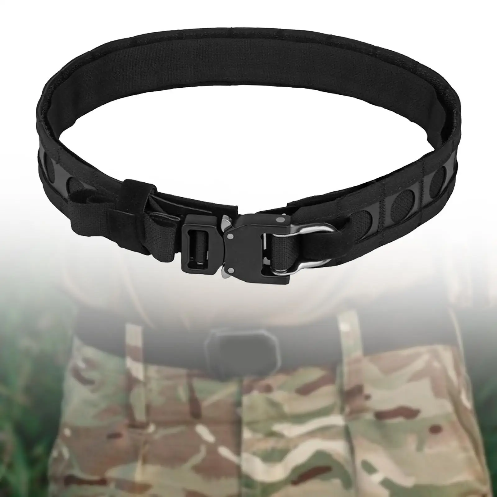 

Waist Belt Double Layered Outer Belt Practical Nylon Lightweight Molle Belt Buckle Camping Belt for Climbing Trekking Hiking