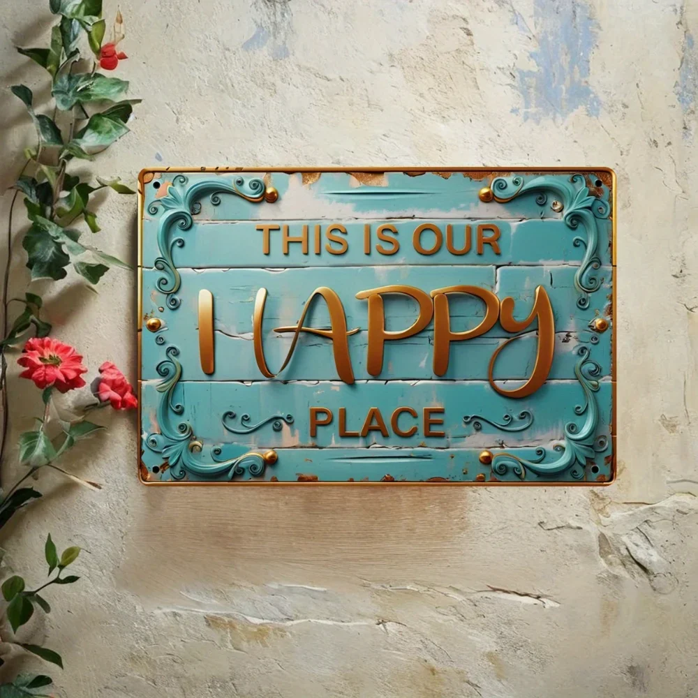 Vintage Happy Place Metal Sign 5