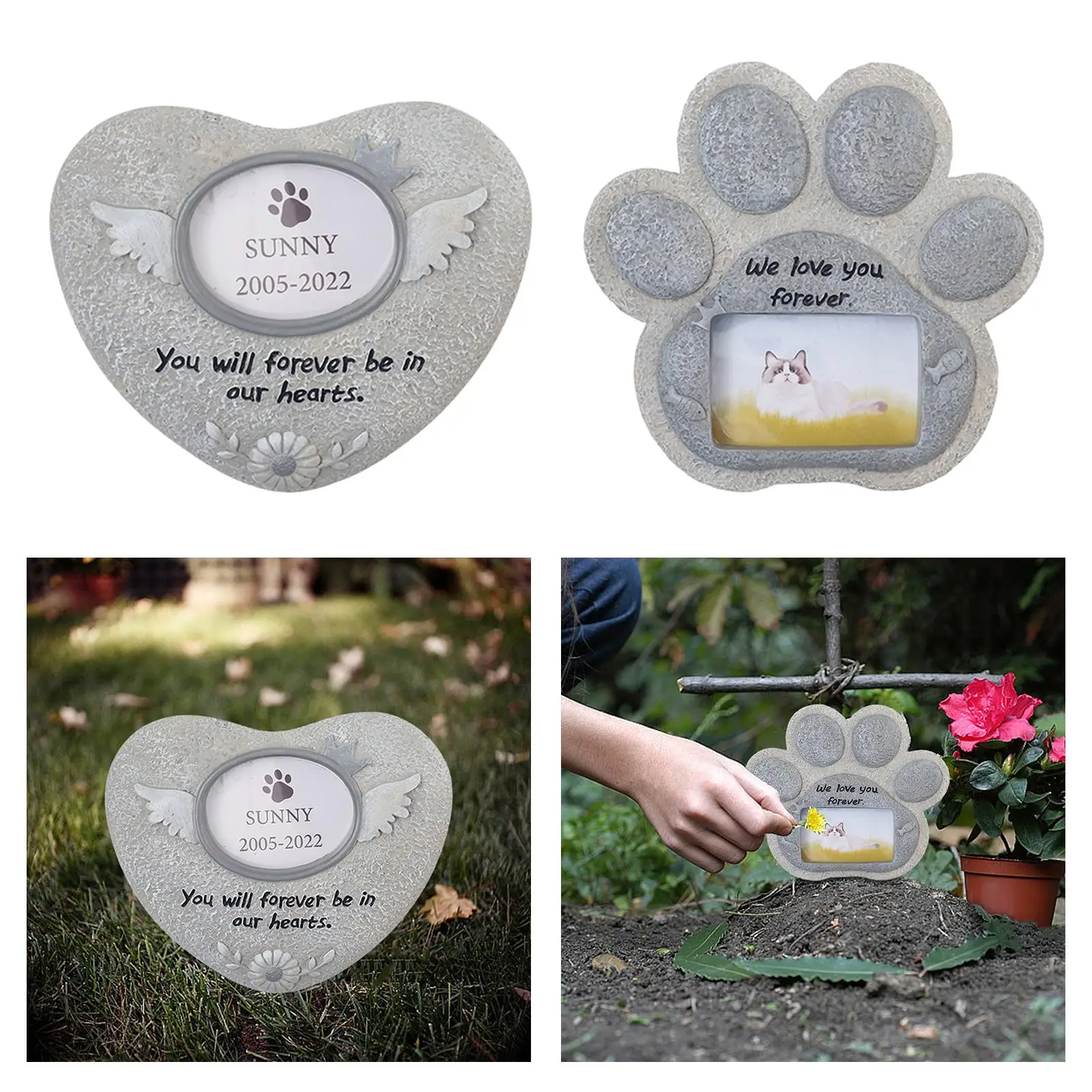 Plaques de mémoire commémoratives de charbon pour chien ou chat, pierres tombales pour animaux de compagnie, petite tombe