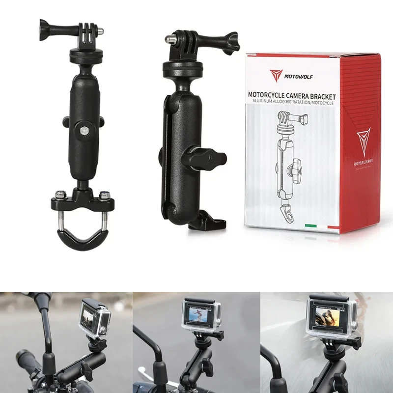 For Hero8/7/6/5/4/3+ Action Cameras Accessory 360 Rotating Motorcycle Bike Camera Holder Handlebar Mirror Mount Bracket