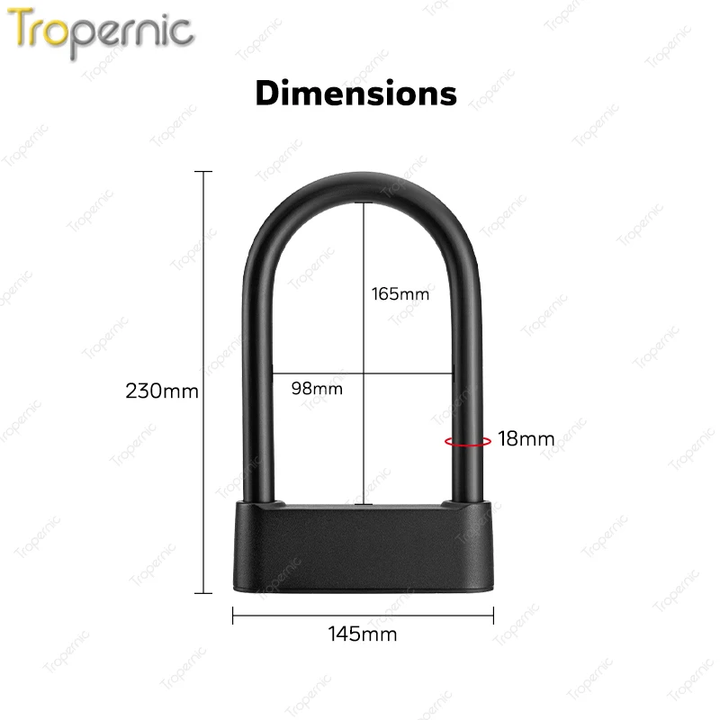 Imagem -05 - Impermeável Anti-roubo em Forma de u Bloqueio Chave Reforçada Fechadura da Bicicleta da Moto Fechadura da Porta Ttlock App Bluetooth Desbloqueio de Impressão Digital