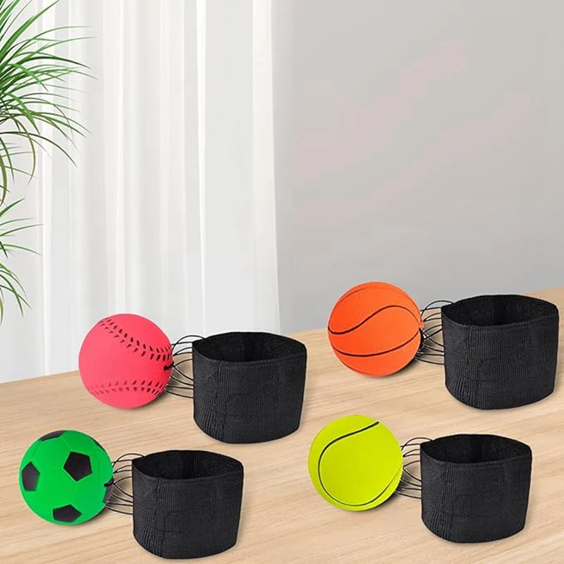 Bouncy Ball Hand Bouncy Wrist Elastic Wrist Balls Hover Soccer Wristband Toys For Wrist Line Balls Kids Outside Toys