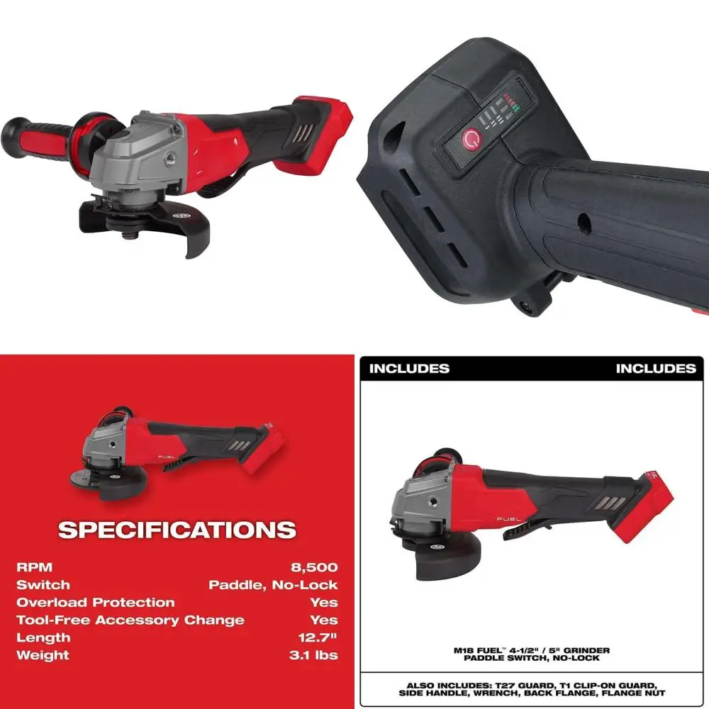 

Инструмент для угловой шлифовальной машины для тяжелых условий эксплуатации — шлифовальная машина с лопастным переключателем от 4 до 1/2 до 5 дюймов, без блокировки, мощная и универсальная