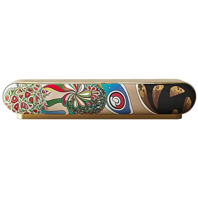 Italian light luxury TV cabinet high-end painted furniture villa large apartment living room video floor cabinet