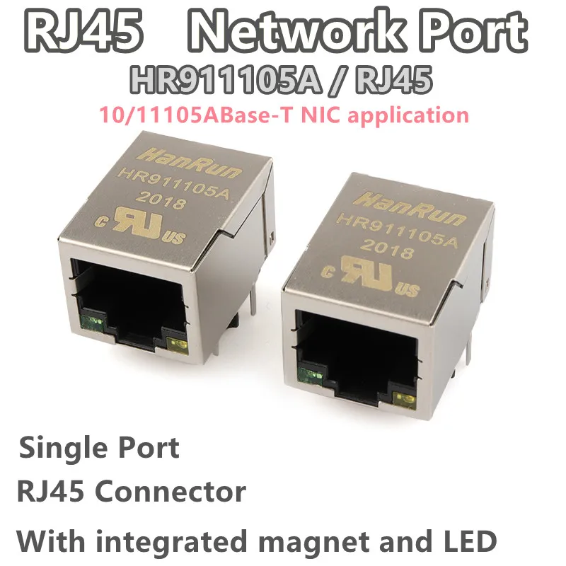 HR911105A RJ45 Socket 1000Base-T WiFi Network Connector Original Gigabit Ethernet Network Port Transformer With LED