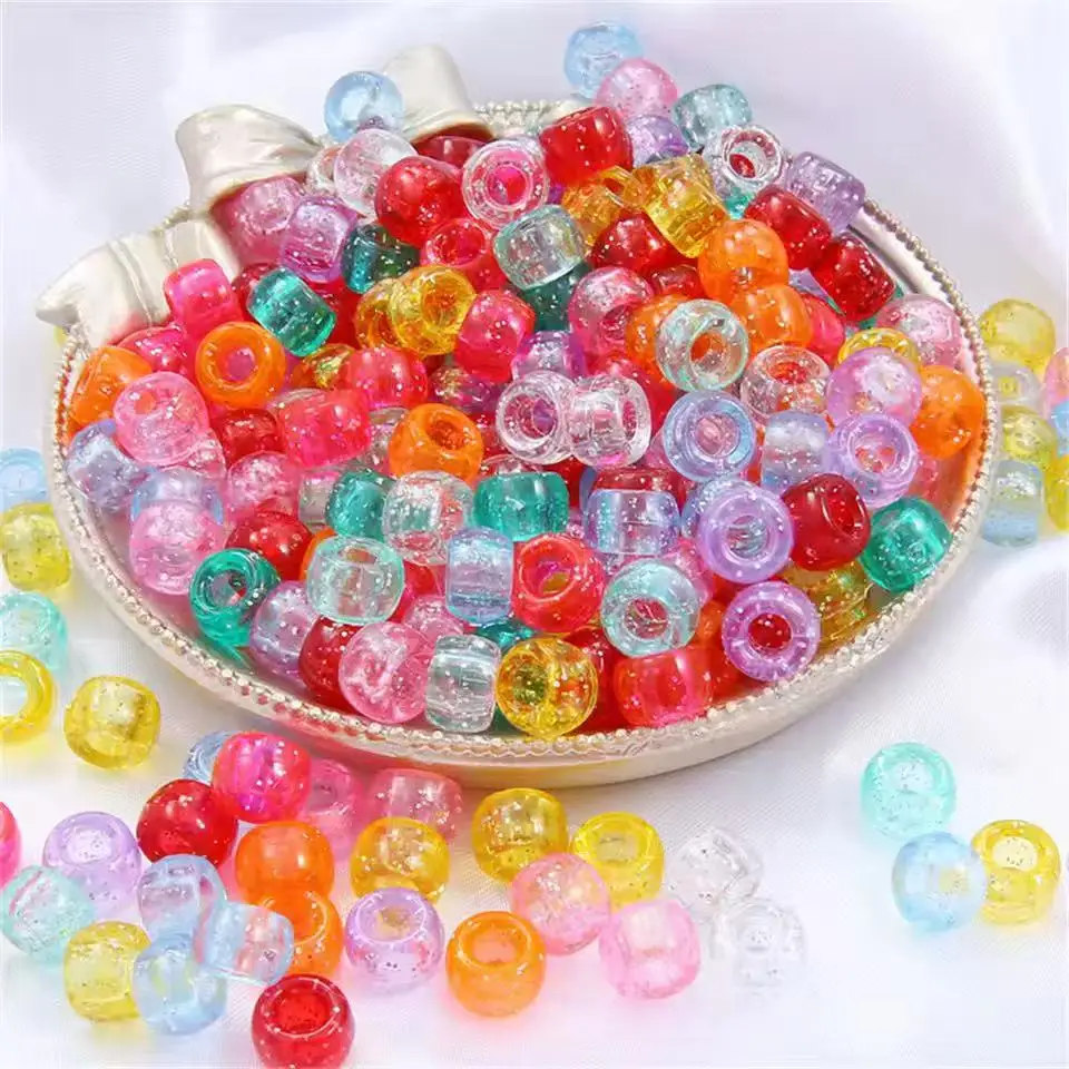 100pcs 9X6mm Scallion Powder Transparency Acrylic Beads Spacer Loose Beads for Jewelry Making DIY Handmade Bracelet