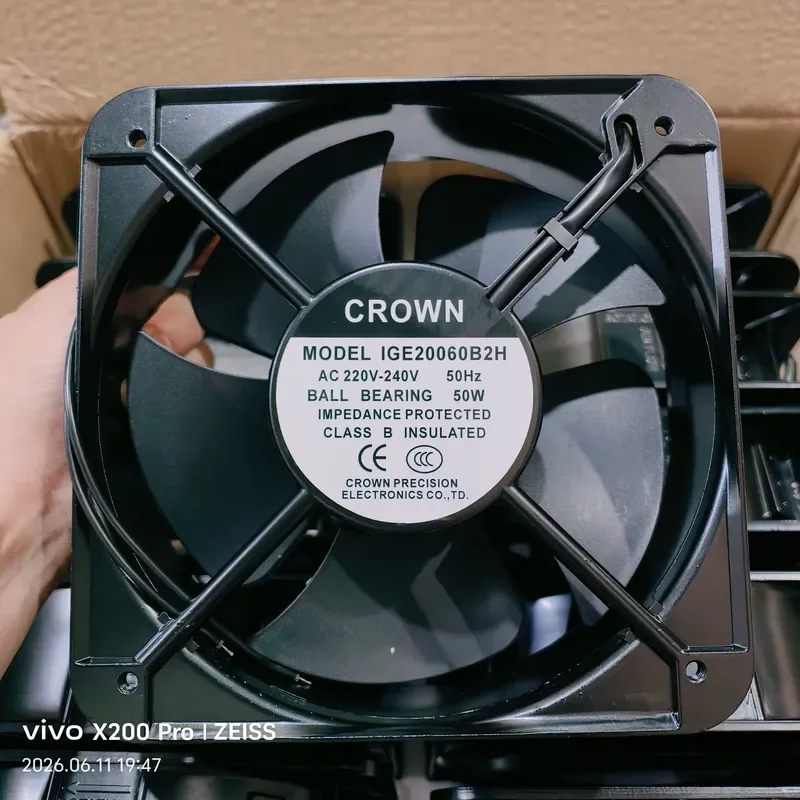 For New CROWN Spot IGE20060B2H 220V 50W 20CM Axial Flow Fan Motor Cooling Fan