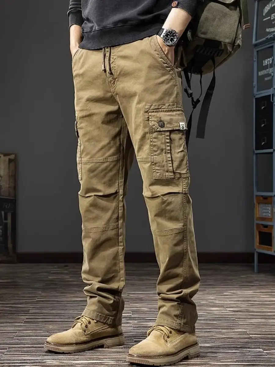 

Spring 2026 Men's Casual Outdoor Work Pants American Style Trendy Brand Multi-Pocket Straight Leg Loose Fit Comfortable Trousers