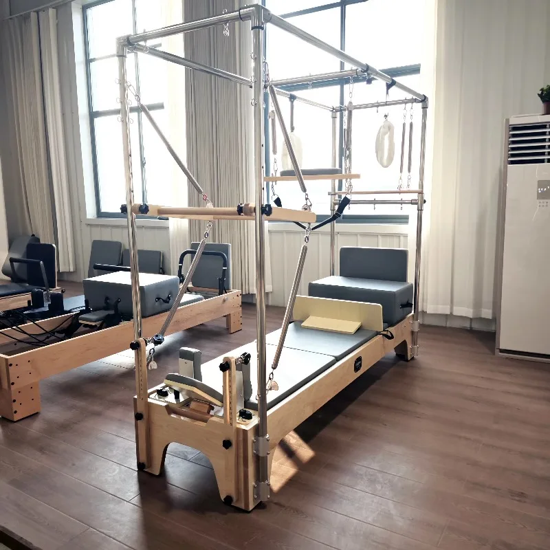 YTTYIN 3 In 1 Trapeze Table & Bed Black Pilates Reformer Durable Portable Adjustable Wood Pilates Studio Equipment
