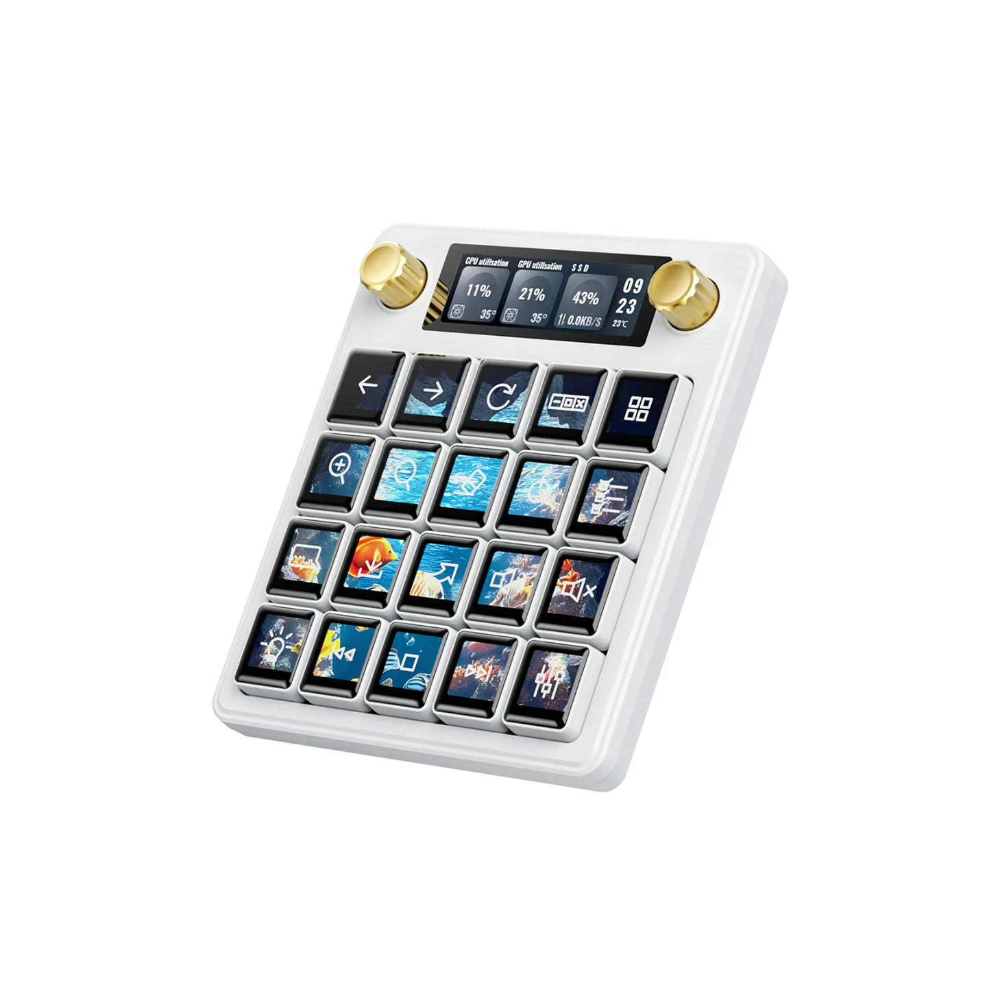 Waveshare MK20 AI Voice Control Panel 20x LCD Macro Keys 2.8inch Screen Dual Knobs Stream Deck