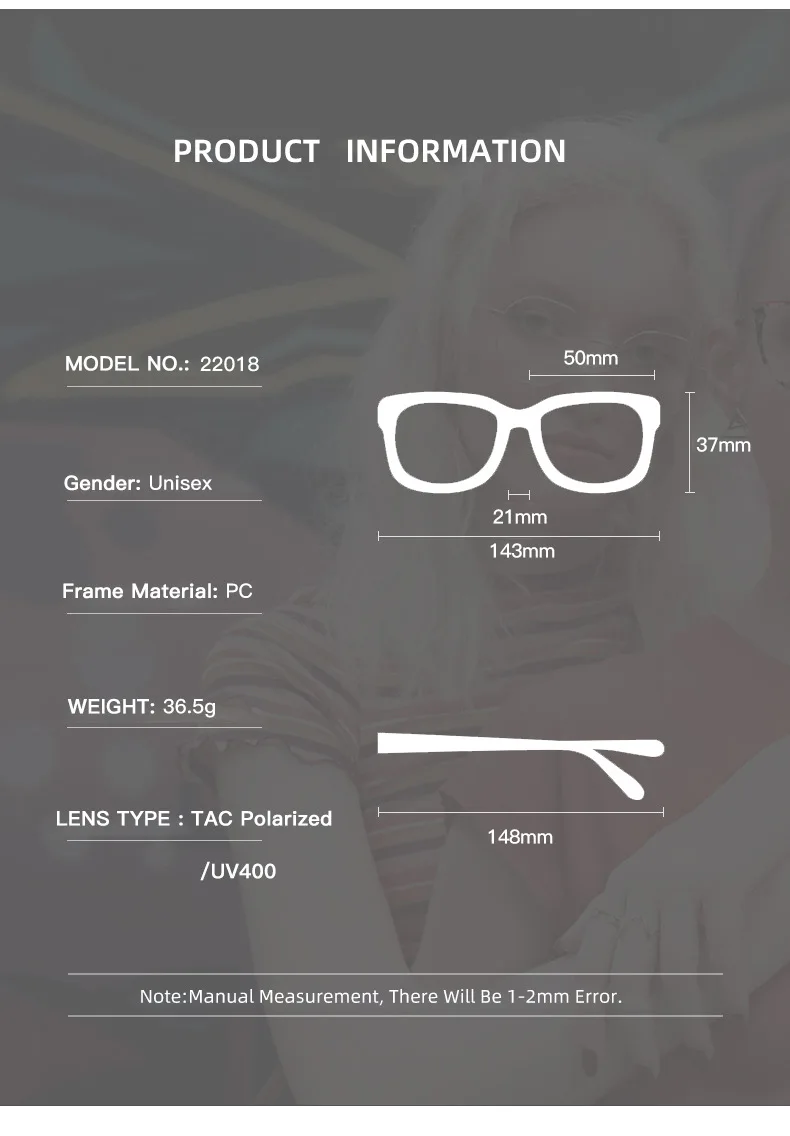 BEMORE Square Prescription Sunglasses Acetate Polarized UV400 Shadow Graduated Optical Lenses Recipe Woman