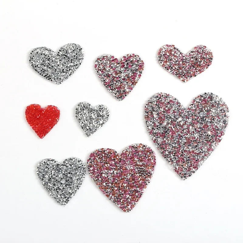 1pc Iron on Heart Love Patches for Clothing Red Silver Pink Clothing Stickers Stripes on Clothes Applique Garment Accessories