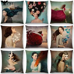 45x45cm Elegant Lady Lovely Girl Shakespeare Dramatic Fantasy Painting Desire For Free Mind Sea Pillow Case Huge Pillow Case