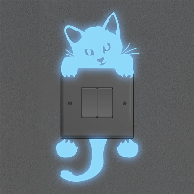 Nightglow Tail Cat Switch Sticker Can Be Removed Fashionable Creative Wall Sticker Living Room Sofa Background Wall Stickers