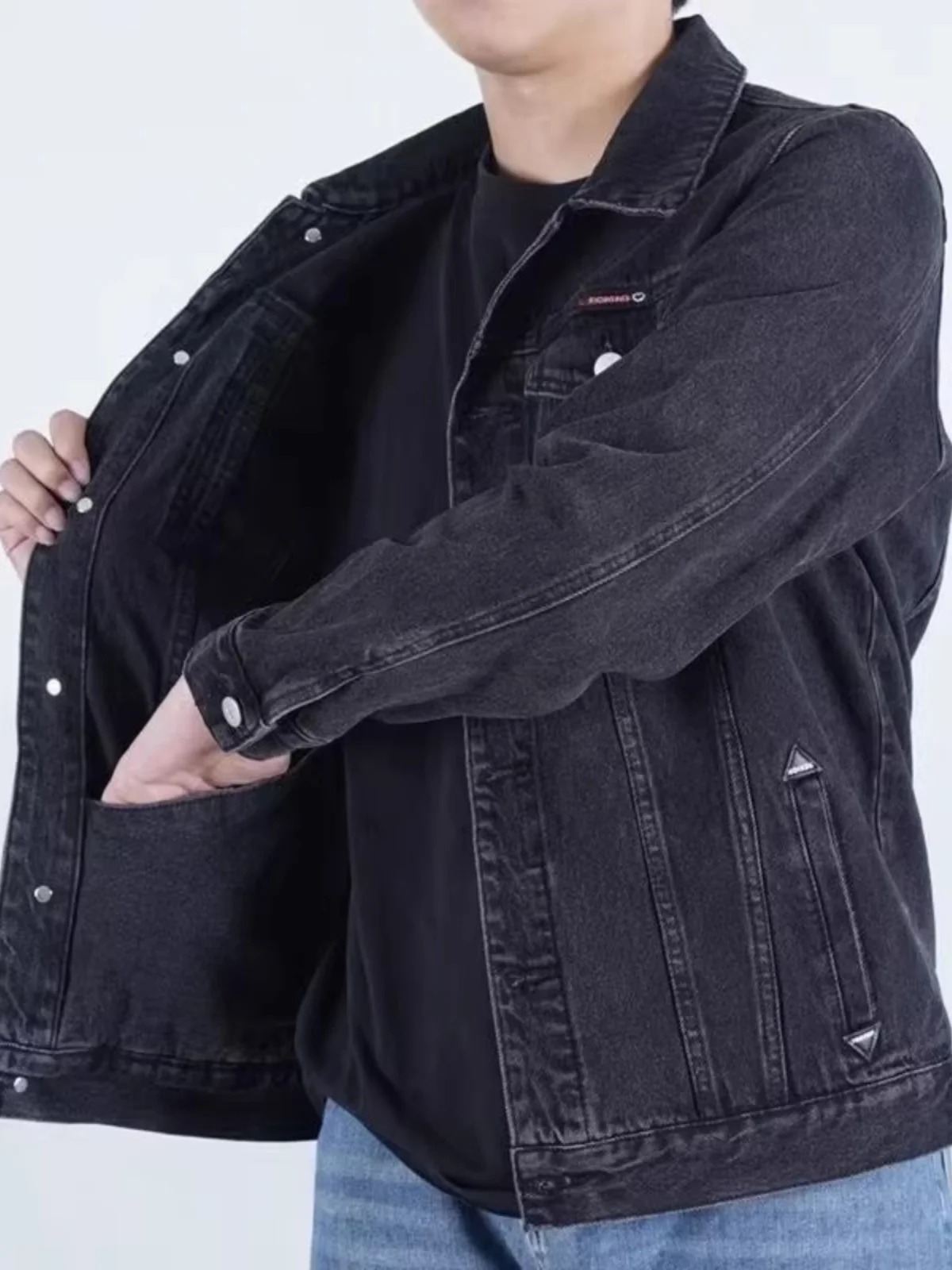 

Повседневная мужская джинсовая куртка Sli, весенне-осенняя новая корейская версия, рабочая одежда большого размера, универсальная куртка Haome irt