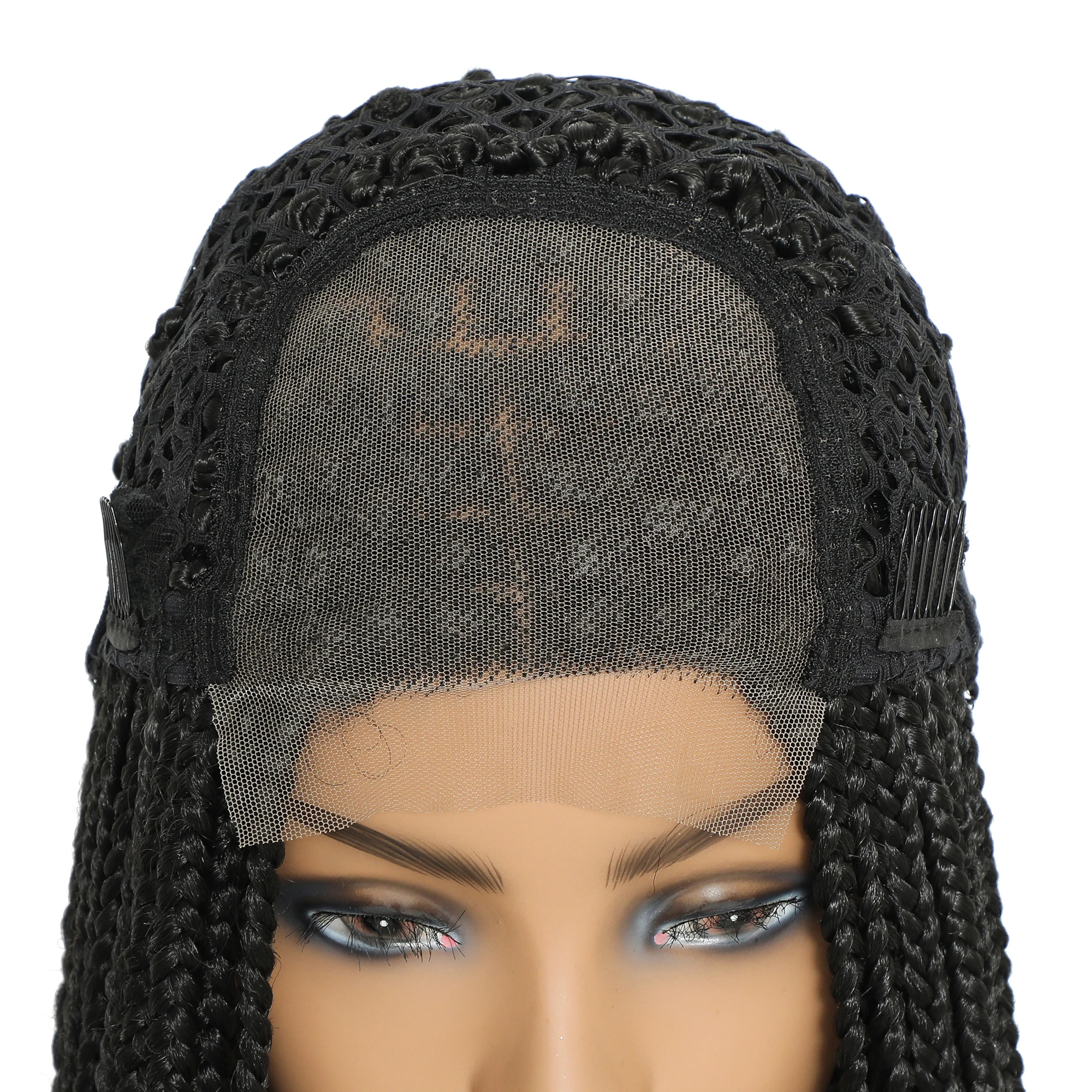 Lange Ombre Box geflochtene 4x4 Spitze Perücken mit Baby Haar Twist Zöpfe Spitze Front Perücken für schwarze Frauen synthetische Cosplay Perücke 30 Zoll