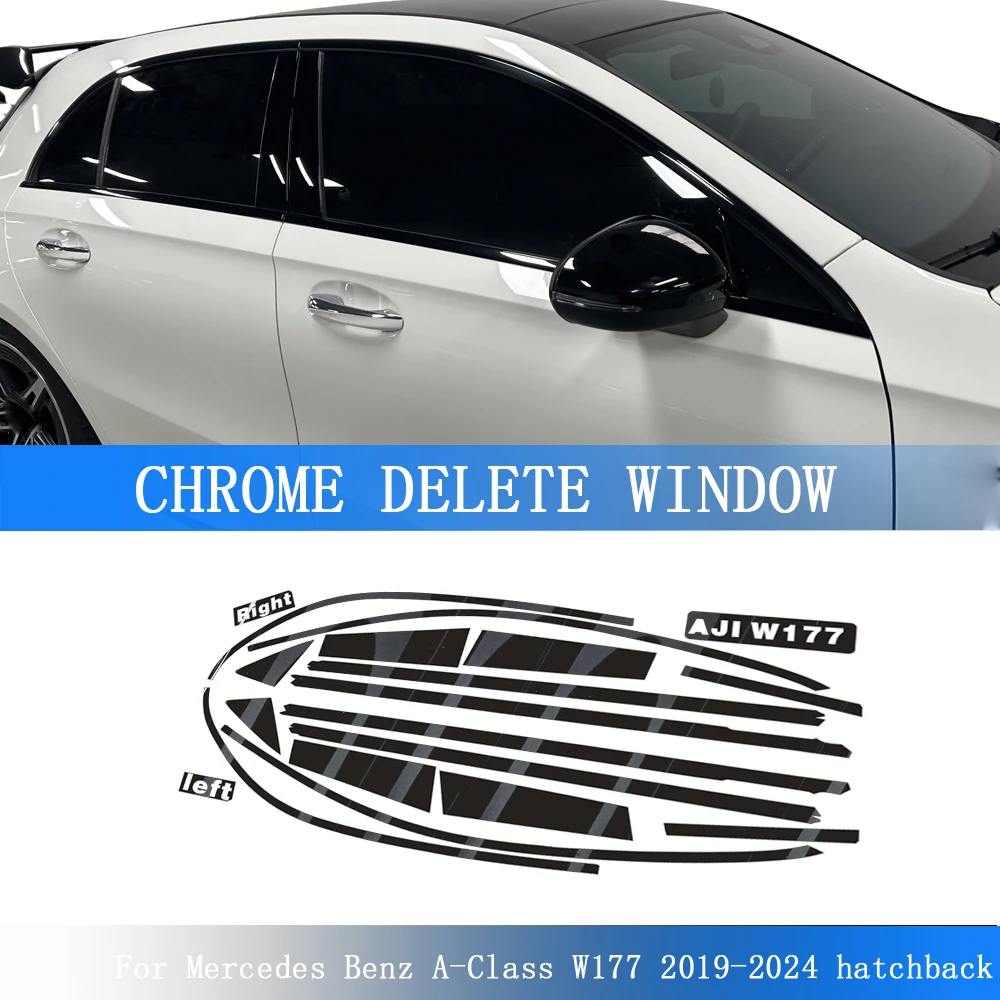 Glossy Black PVC Car Window Decorative Strip Sticker For Mercedes Benz A-Class W177 Hatchback Exterior Protection Accessory