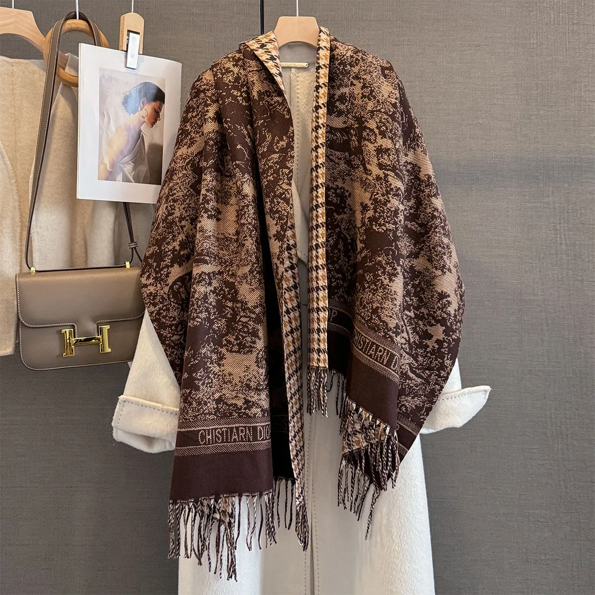 2025 الخريف الشتاء الرجعية تقليد شال كشمير موضة امرأة على الوجهين مطابقة الباشمينا سميكة الدافئة وشاح يندبروف بطانية
