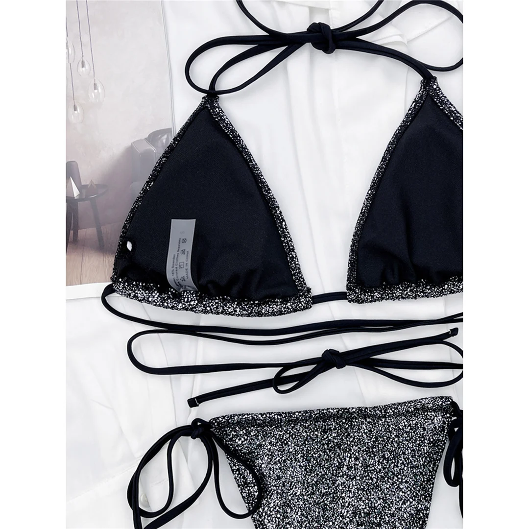 Glitzernder, funkelnder, umlaufender Mini-Bikini, Damen-Badebekleidung, zweiteiliger Bikini-Set, Badeanzug, Badebekleidung, Schwimmbekleidung V3759 – Detail 26