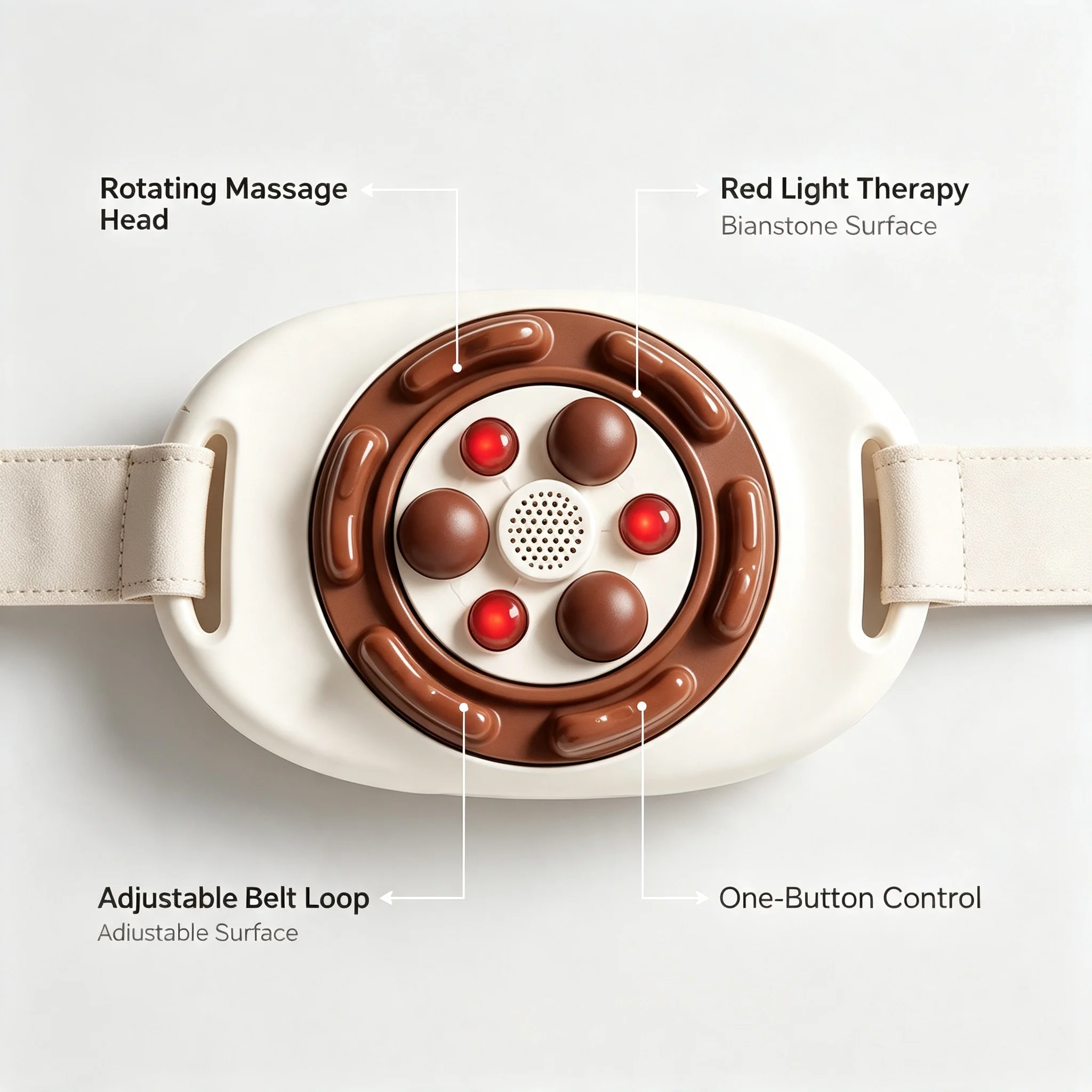 Rechargeable Bian Stone Abdominal Massager, Automatic Kneading Heating Belt, Home SPA Relax Muscle, Skin Care Device