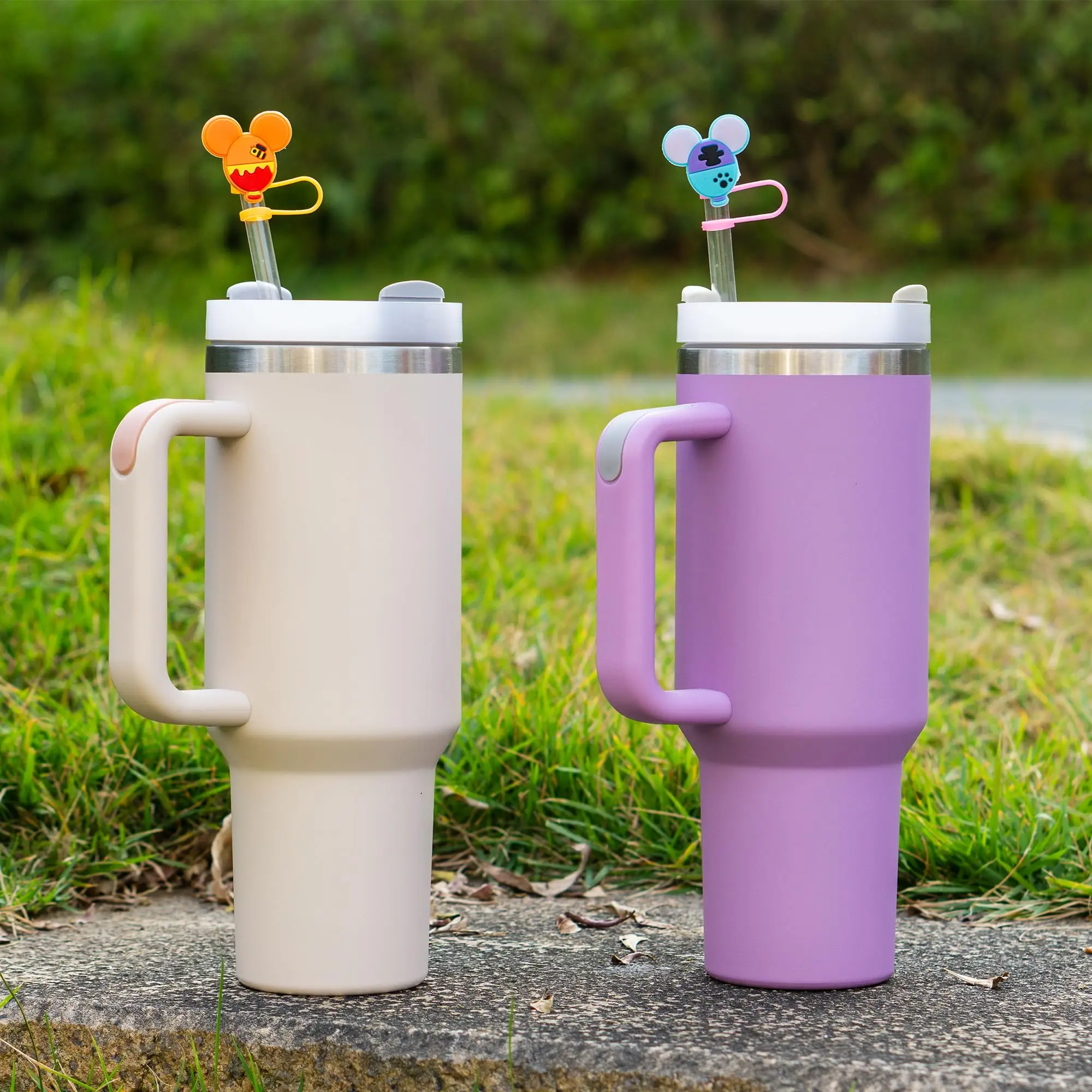 8-Piece Straw Covers Cartoon Straw Plug Straw Cover Reusable Straw Cap Dust Cover for 9-10mml Straw Tips for Reusable Straw Caps