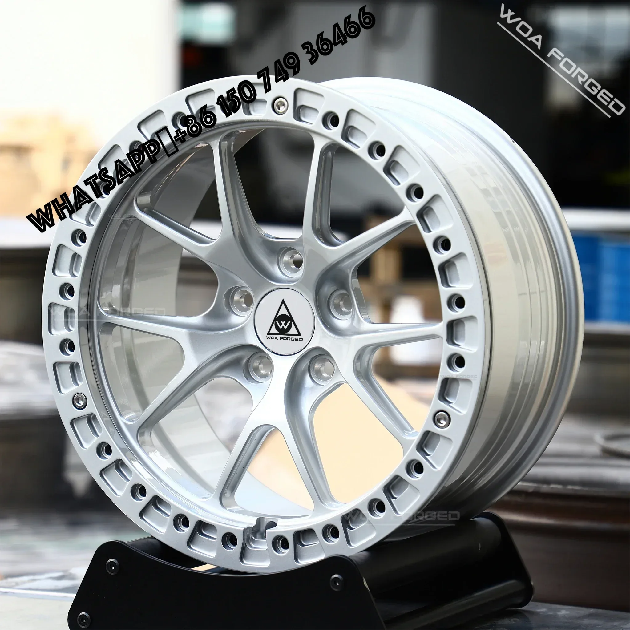 6061-T6 Beadlock Hyper Silver Custom Forged Car Wheels Polished Chrome Lightweight Sport Recessed 5x120 5x112 5x139.7 Fi